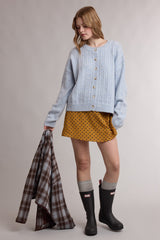 Ice Blue Pointelle Knit Button Cardigan