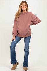 Chocolate Oversized High Neck Maternity Sweatshirt