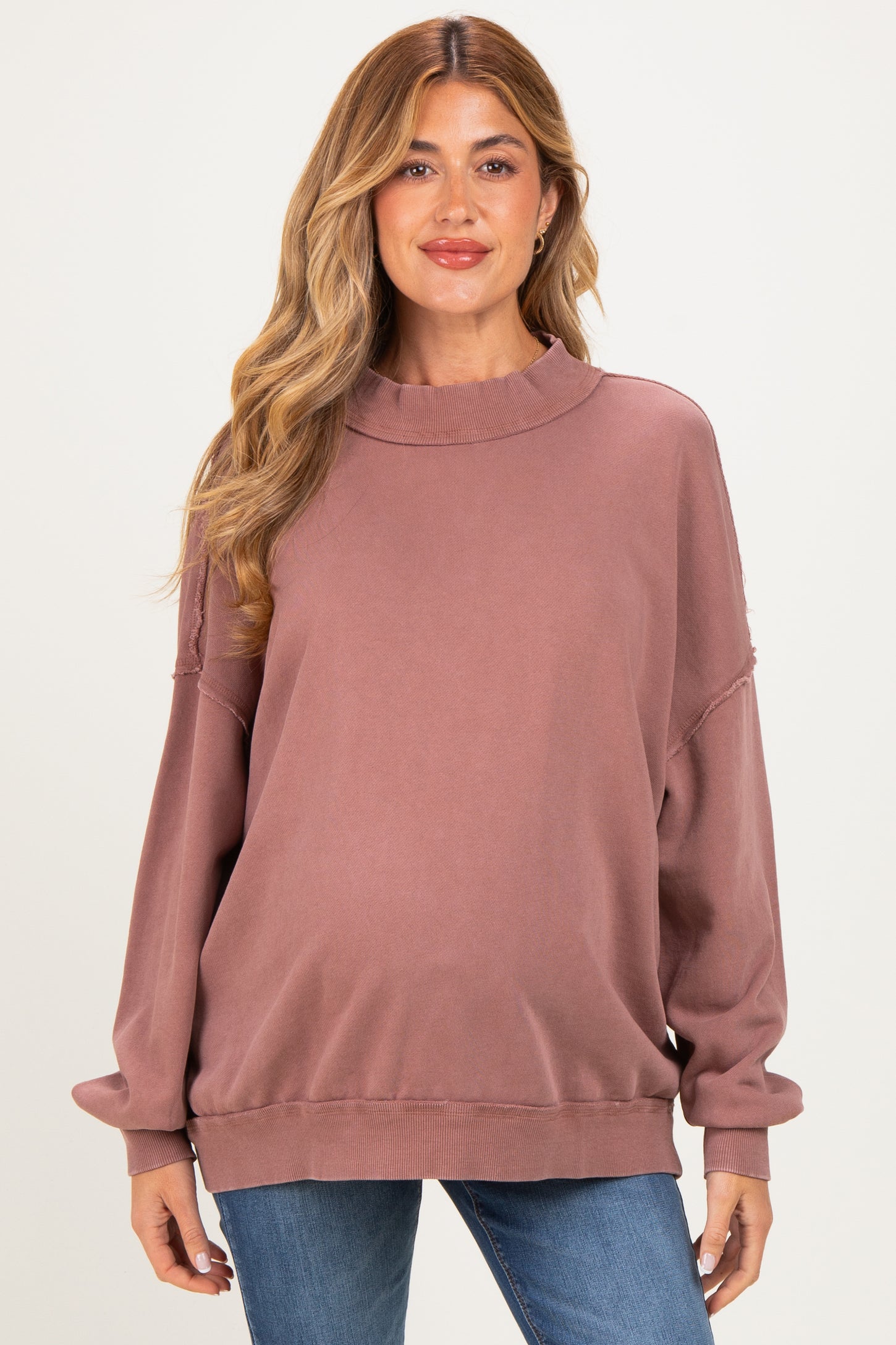 Chocolate Oversized High Neck Maternity Sweatshirt