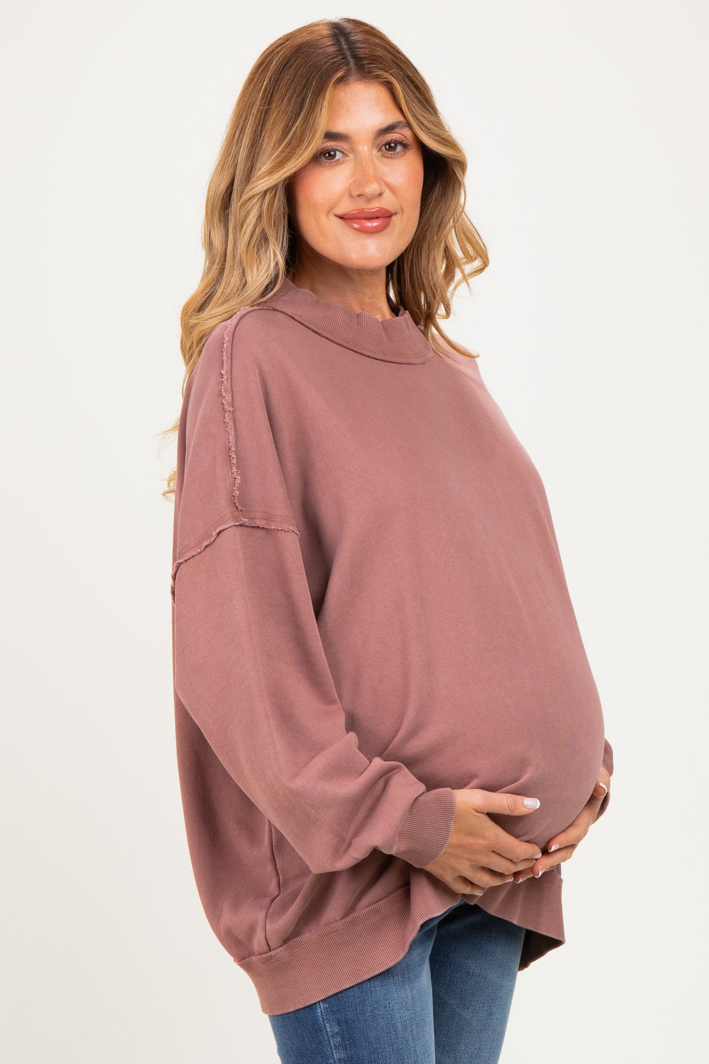 Chocolate Oversized High Neck Maternity Sweatshirt