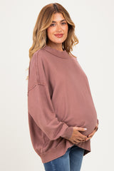Chocolate Oversized High Neck Maternity Sweatshirt