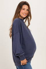 Navy Oversized High Neck Maternity Sweatshirt