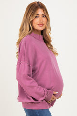 Deep Mauve Oversized High Neck Maternity Sweatshirt