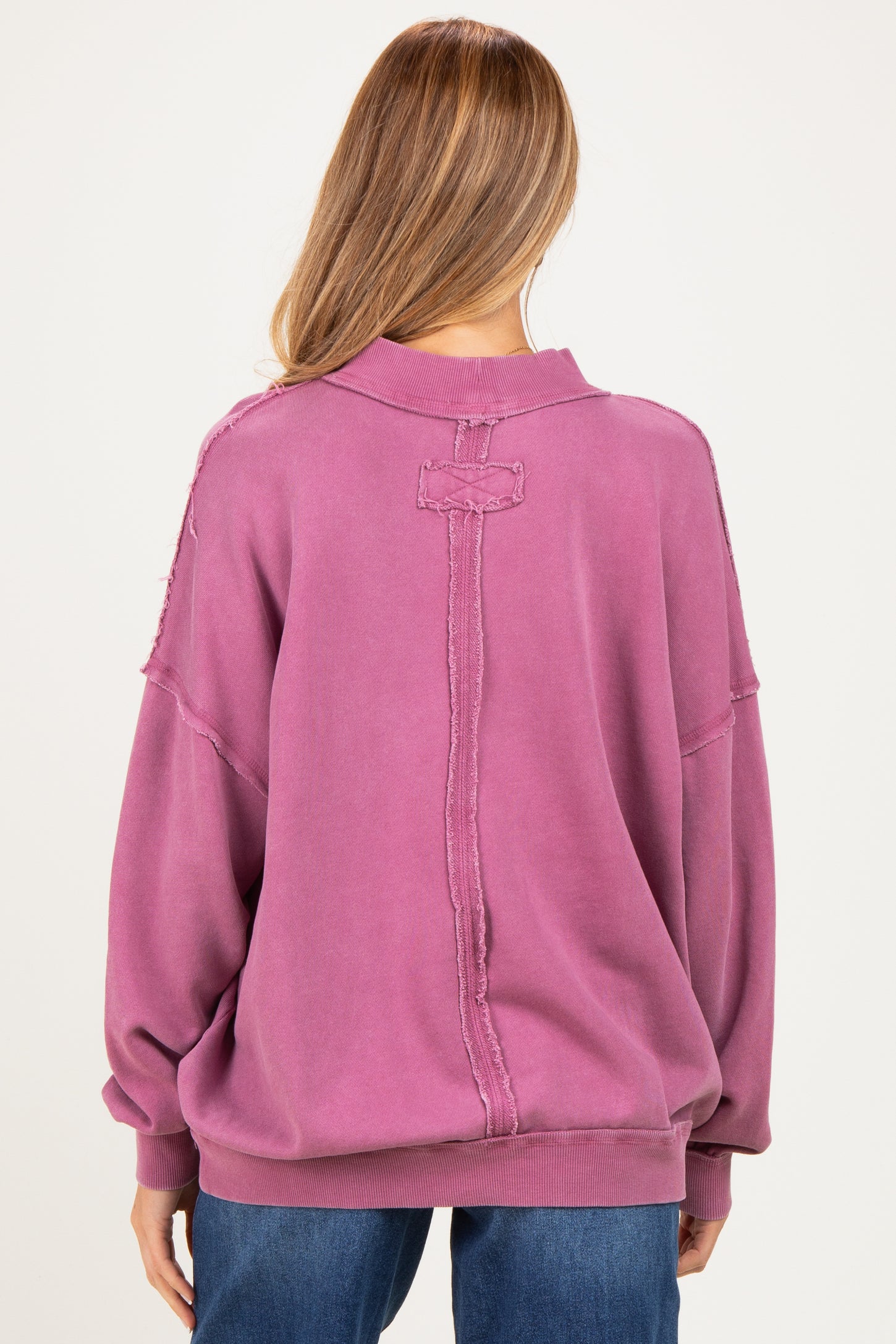 Deep Mauve Oversized High Neck Maternity Sweatshirt