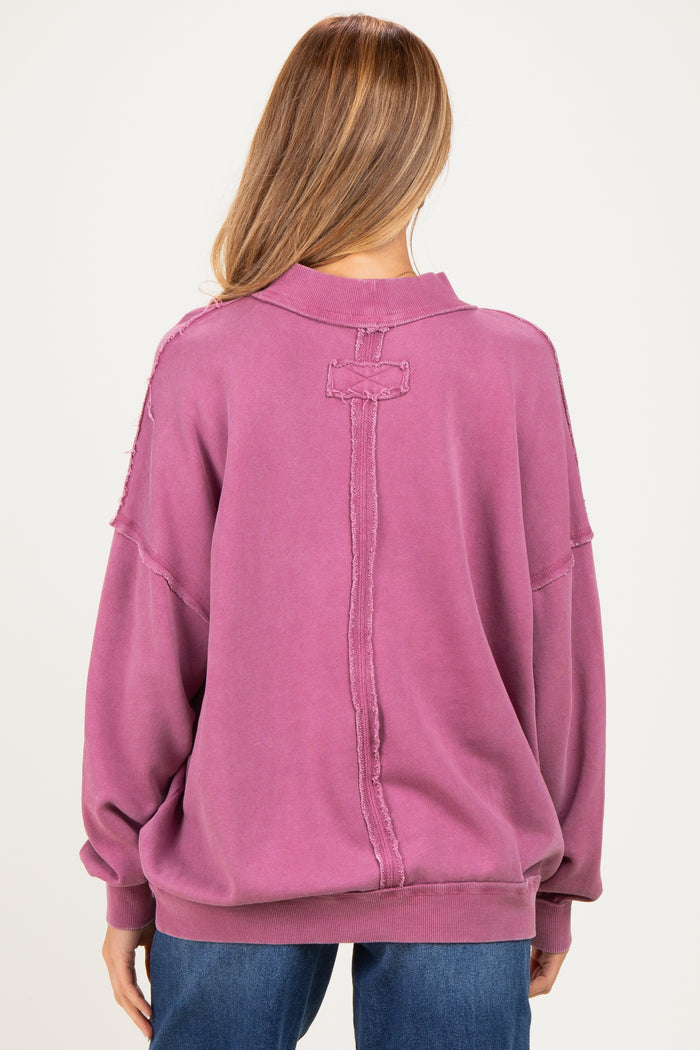 Deep Mauve Oversized High Neck Maternity Sweatshirt