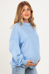 Ocean Blue Oversized High Neck Maternity Sweatshirt