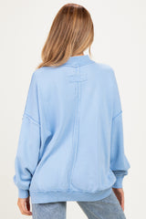 Ocean Blue Oversized High Neck Maternity Sweatshirt