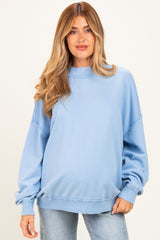 Ocean Blue Oversized High Neck Maternity Sweatshirt