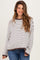 Brown Striped Solid Trim Relaxed Maternity Sweater