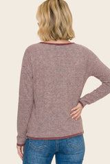 Burgundy Striped Waffle Knit Sweater
