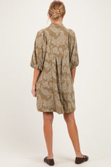 Light Olive Paisley Puff Sleeve Maternity Dress