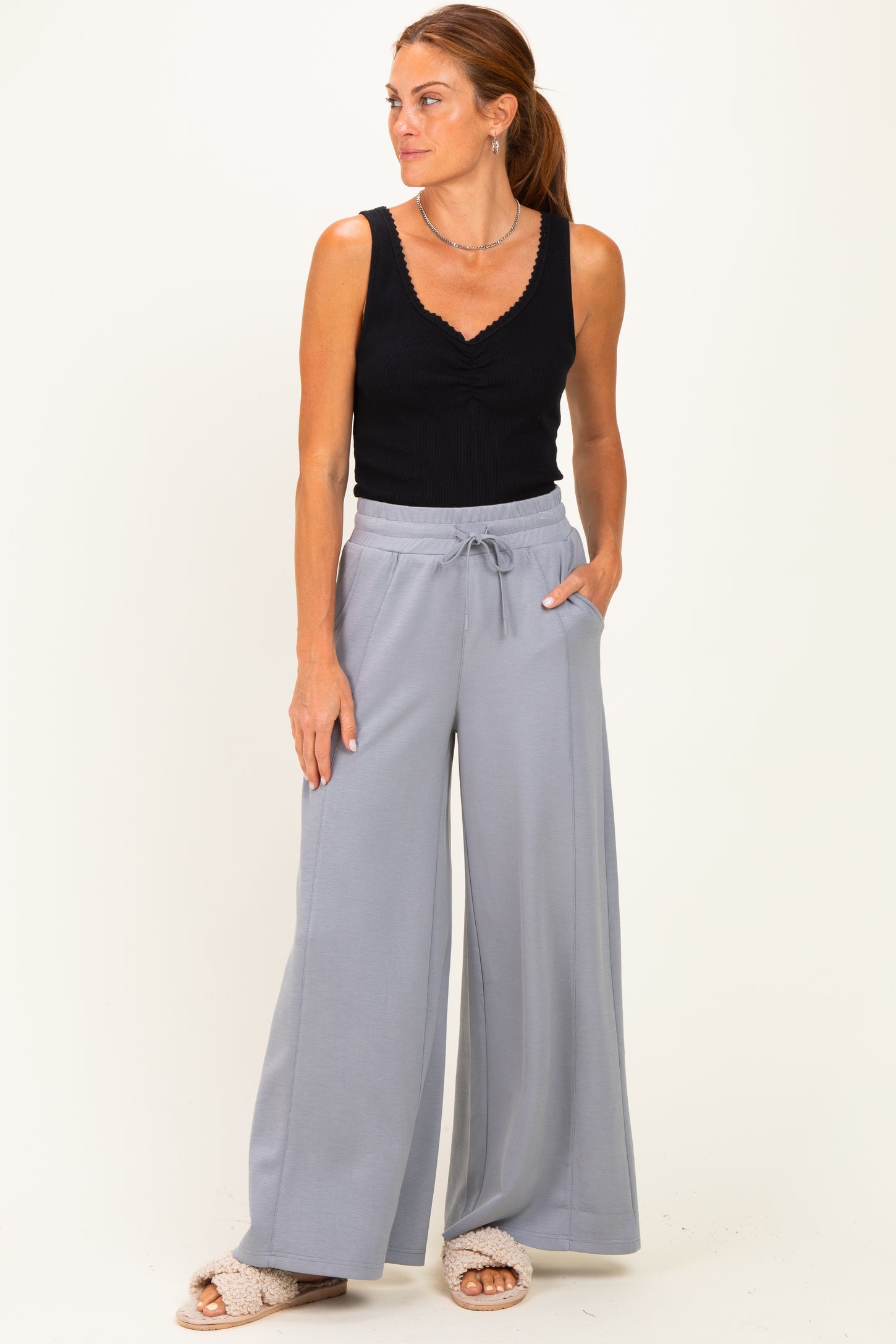 Grey Drawstring Maternity Lounge Pants