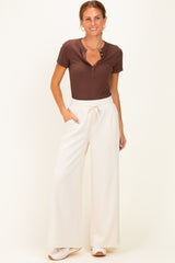 Cream Drawstring Maternity Lounge Pants