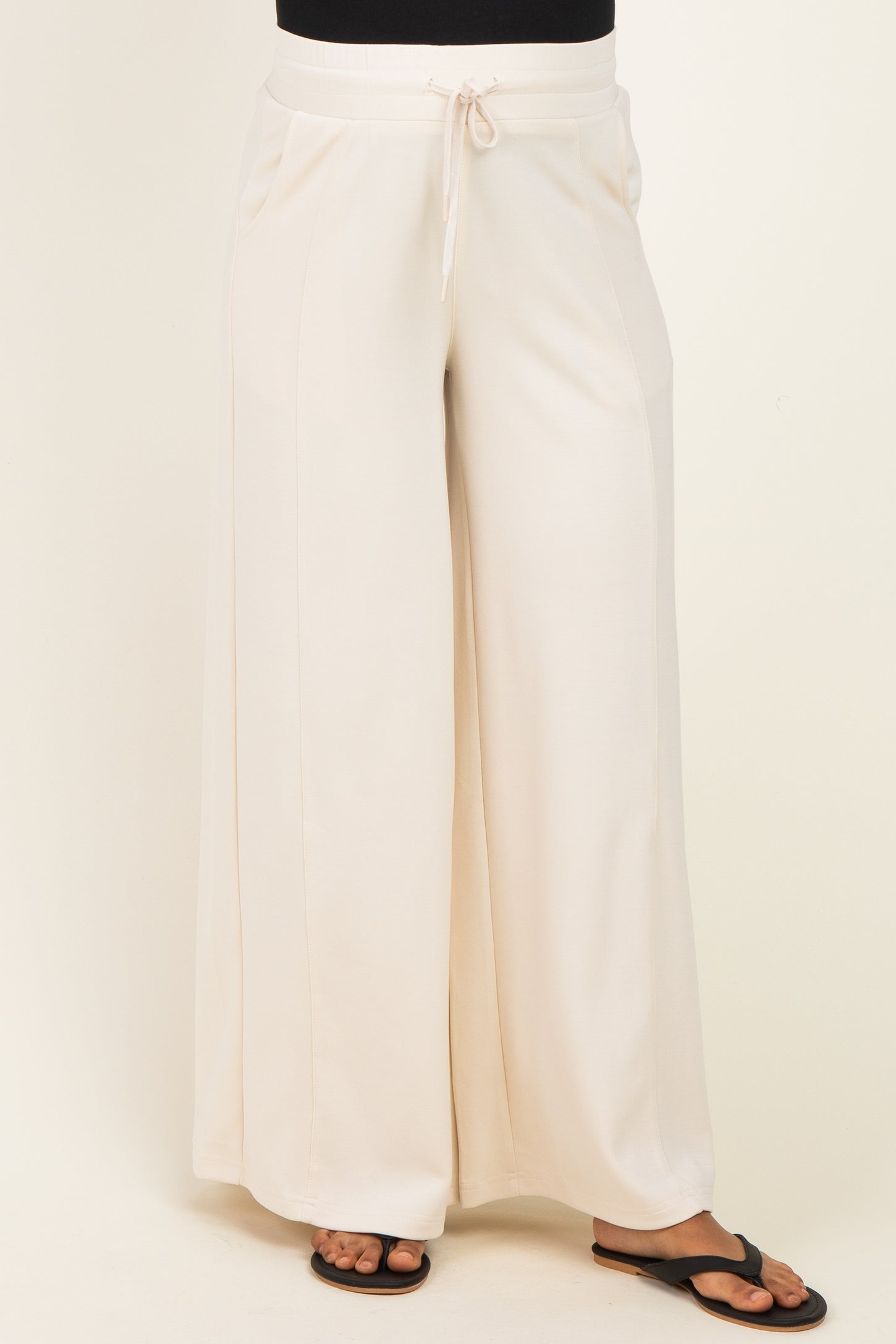 Cream Drawstring Maternity Lounge Pants