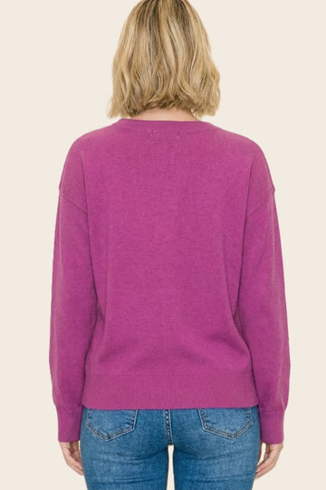 Magenta Basic Pullover Sweater