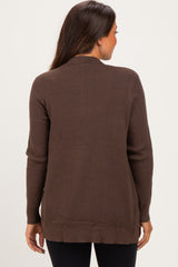Chocolate Mini Waffle Knit Maternity Sweater Cardigan