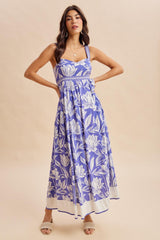 Indigo Mixed Floral Sleeveless Maternity Maxi Dress