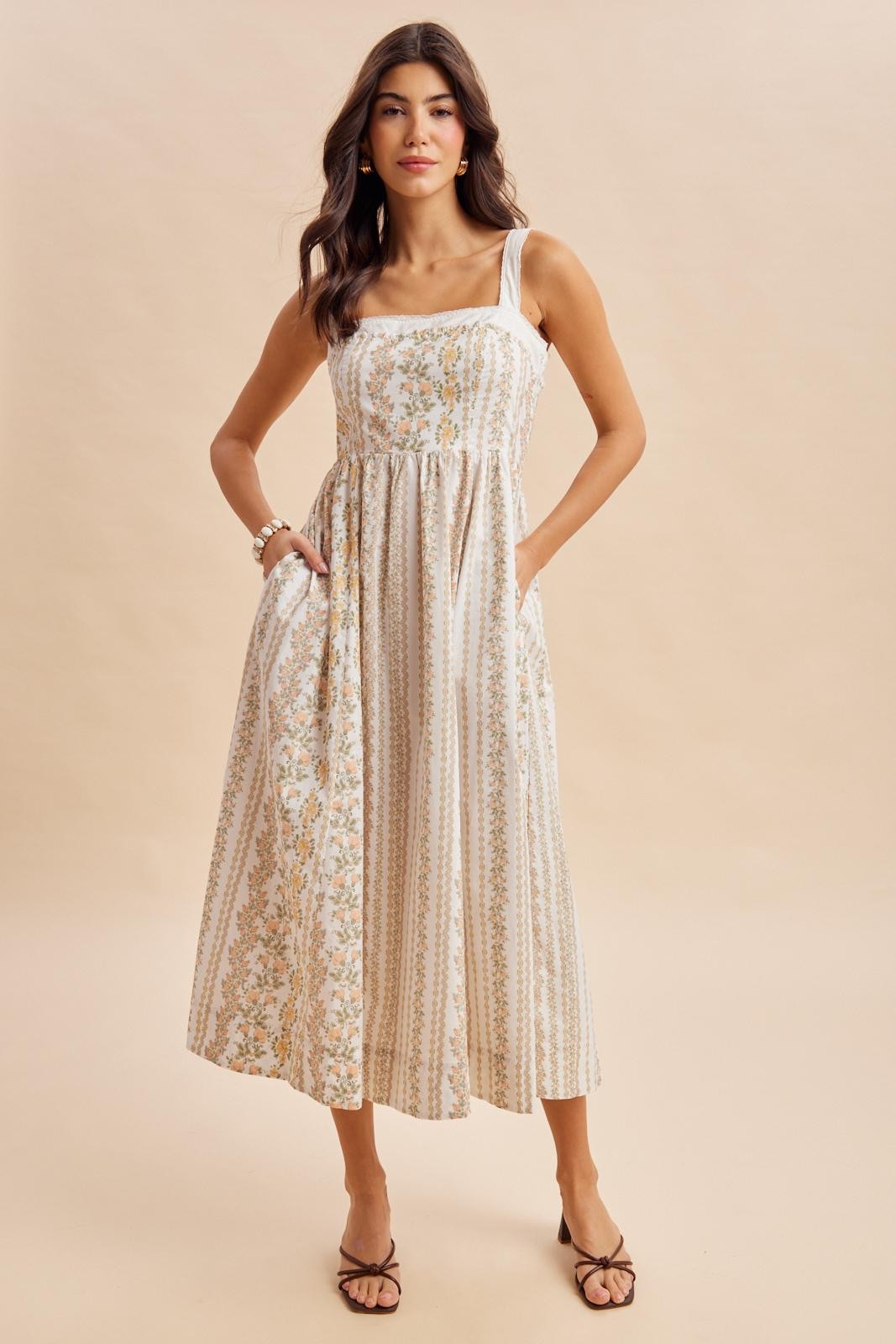 Coral Rose Column Floral Print Maxi Dress