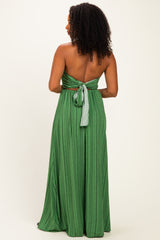 Olive Printed V Neck Maxi Dress