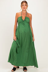Olive Printed V Neck Maternity Maxi Dress