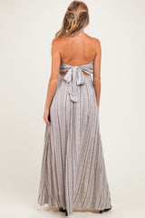 Taupe Printed V Neck Maternity Maxi Dress