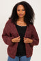 Burgundy Chunky Knit Bubble Sleeve Cardigan