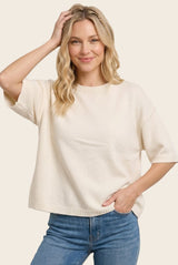 Ivory Basic Short Sleeve Sweater Top