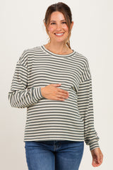 Hunter Green Striped Maternity Long Sleeve Top