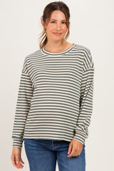 Hunter Green Striped Maternity Long Sleeve Top