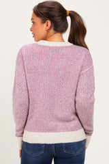 Berry Two Tone Ribbed Maternity Sweater