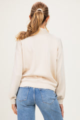 Cream Mock Neck Drop Shoulder Maternity Sweatshirt