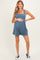 Denim Ribbed Smocked Bodice Maternity Romper