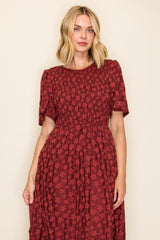 Merlot Smocked Bodice Tiered Dress