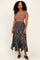 Black Floral Ruffle Hem Maxi Skirt
