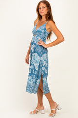 Cornflower Blue Twist Front Cut Out Maternity Midi Dress