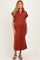 Clay Collared Short Sleeve Maternity Midi Dress