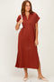 Clay Collared Short Sleeve Midi Dress