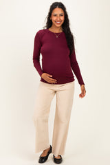 Burgundy Long Sleeve Maternity Top