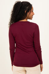 Burgundy Long Sleeve Maternity Top