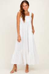 White Cutout Tie Back Maternity Midi Dress