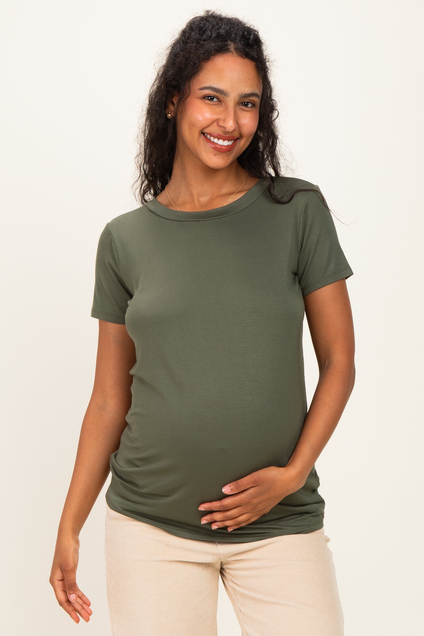 Sage Basic Short Sleeve Maternity Top