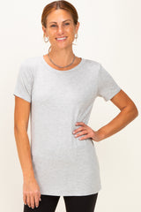 Heather Grey Basic Short Sleeve Maternity Top