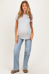 Heather Grey Basic Short Sleeve Maternity Top