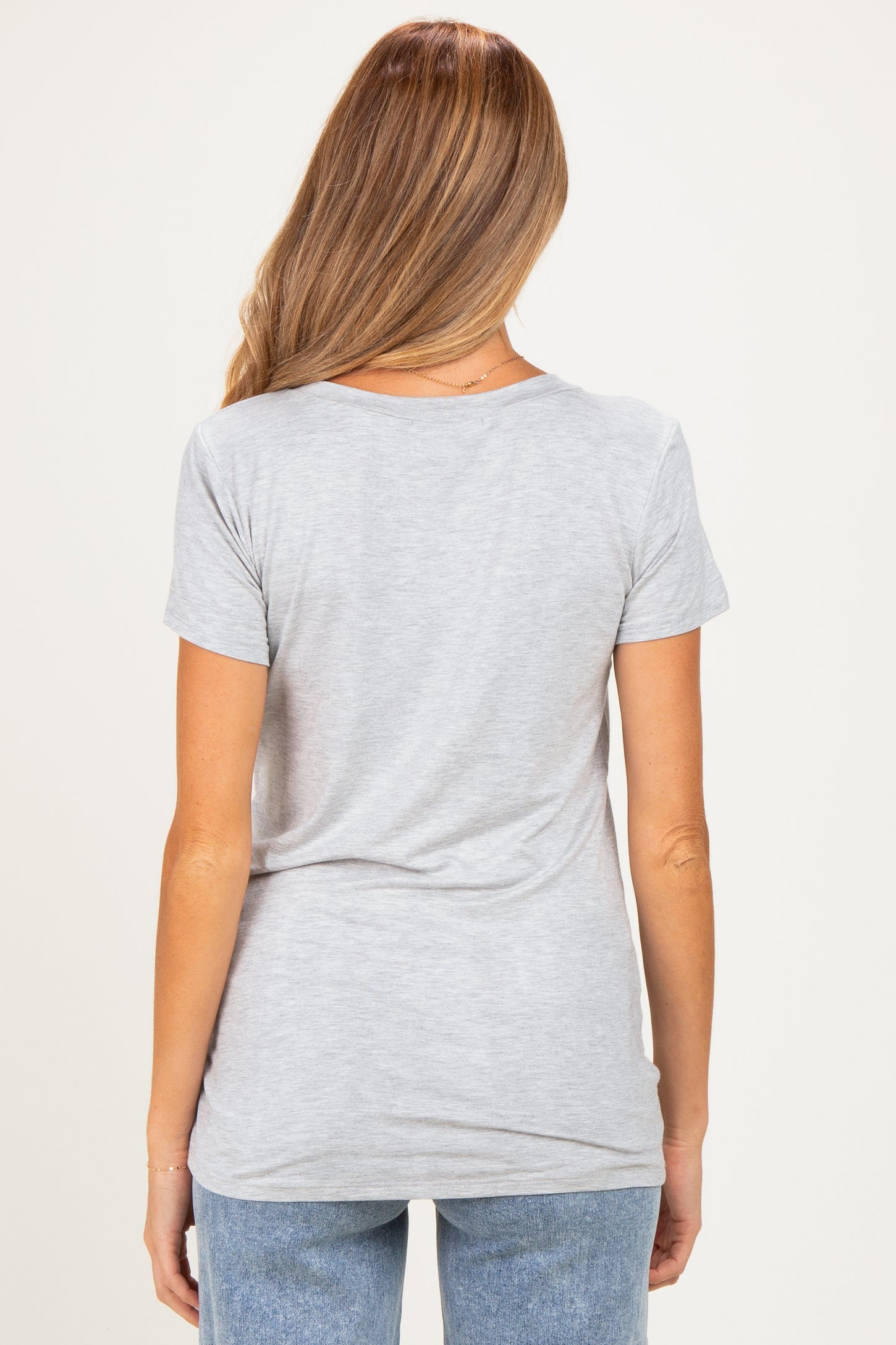 Heather Grey Basic Short Sleeve Maternity Top