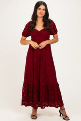 Burgundy Lace Maxi Dress