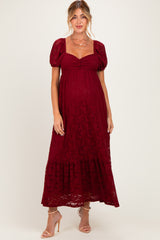 Burgundy Lace Maternity Maxi Dress