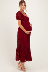 Burgundy Lace Maternity Maxi Dress