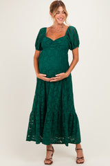 Hunter Green Lace Maternity Maxi Dress