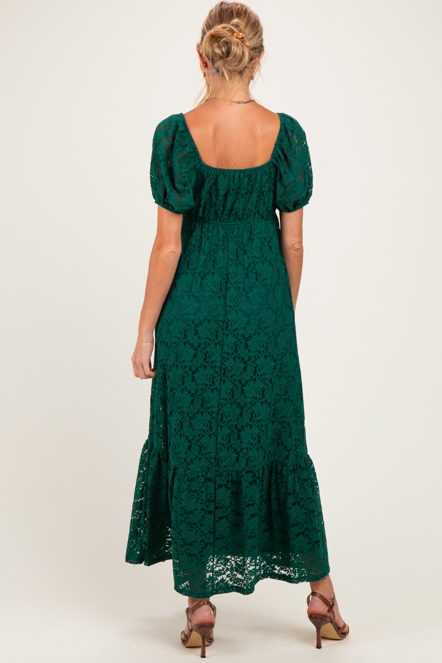 Hunter Green Lace Maternity Maxi Dress