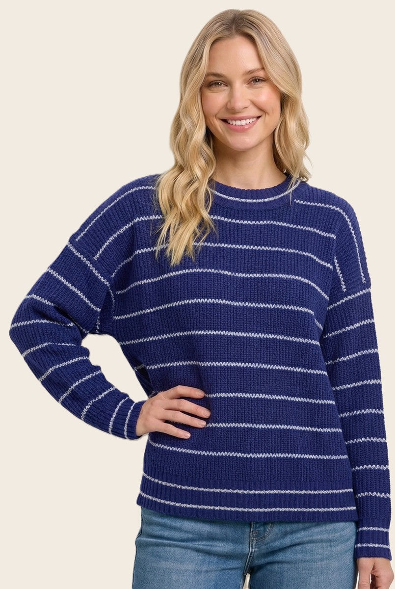 Light Navy Striped Sweater
